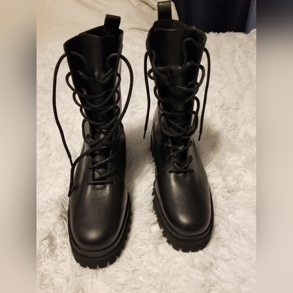 COS black chunky sole combat/moto boots SZ 41